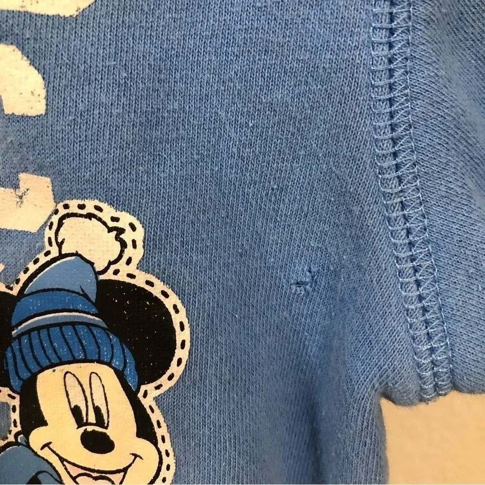 Disney Mickey Mouse Arctic Adventures Blue Hoodie Sweatshirt Kids 12M